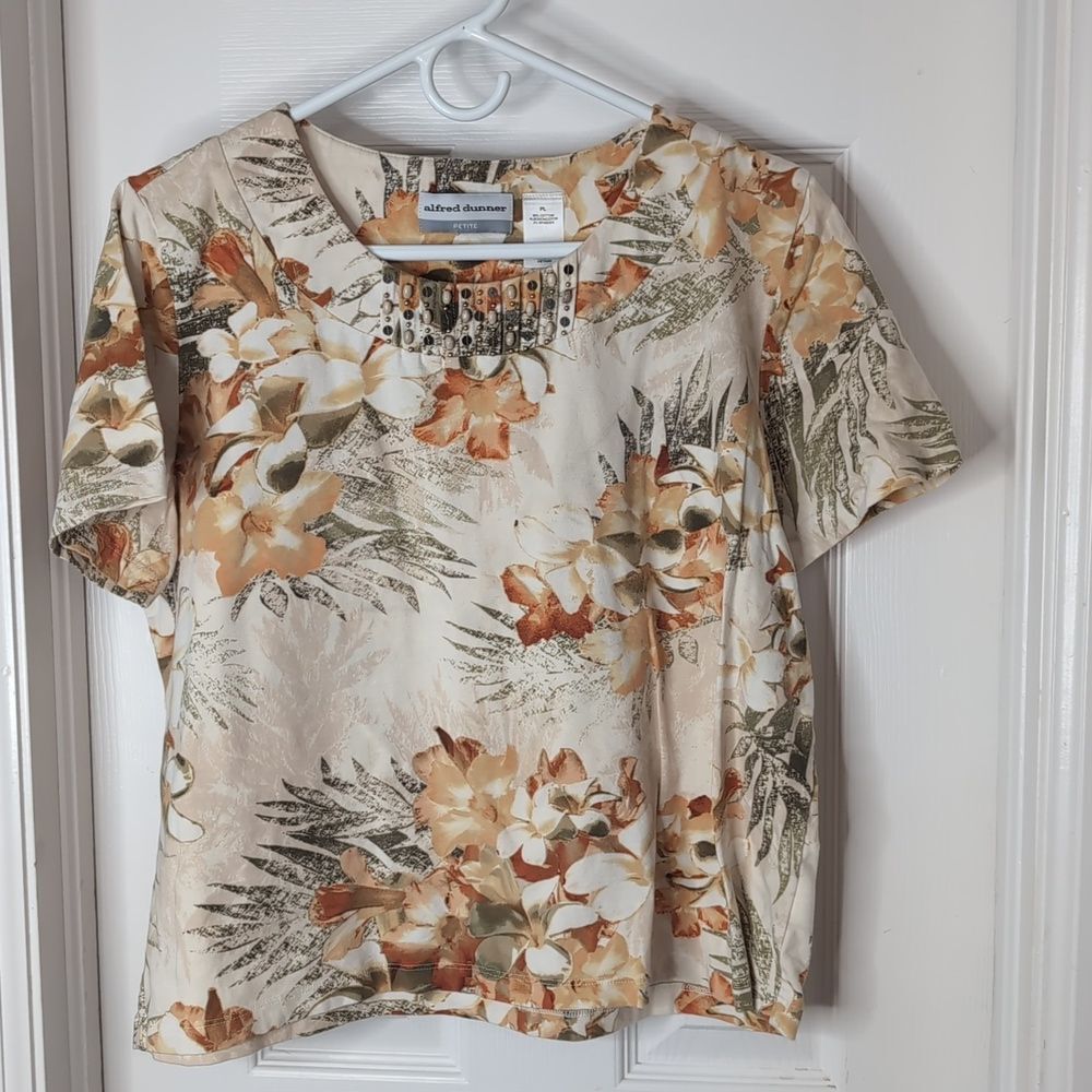 Alfred Dunner short sleeve cotton shirt size petite L